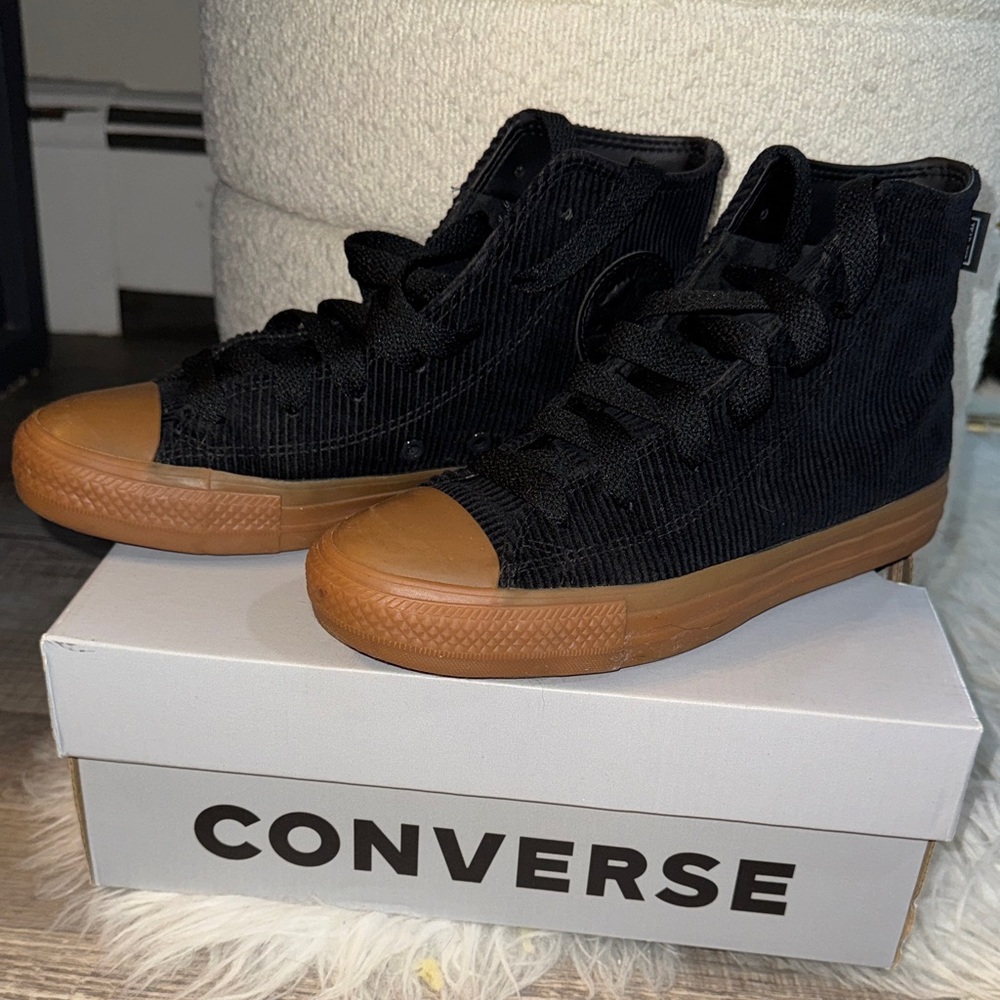 Converse Corduroy Black and Brown High-Top Sneakers